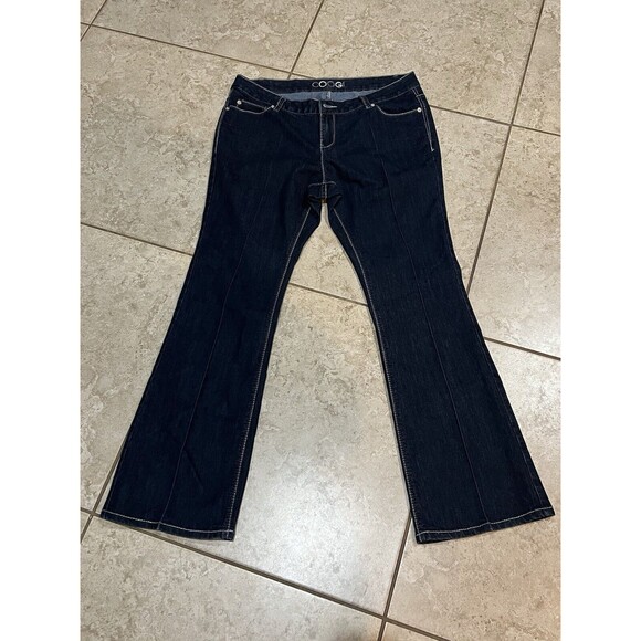 COOGI Women's Jeans 34x32 Silver Embroidered Logo Y2K Dark Wash - Picture 1 of 6